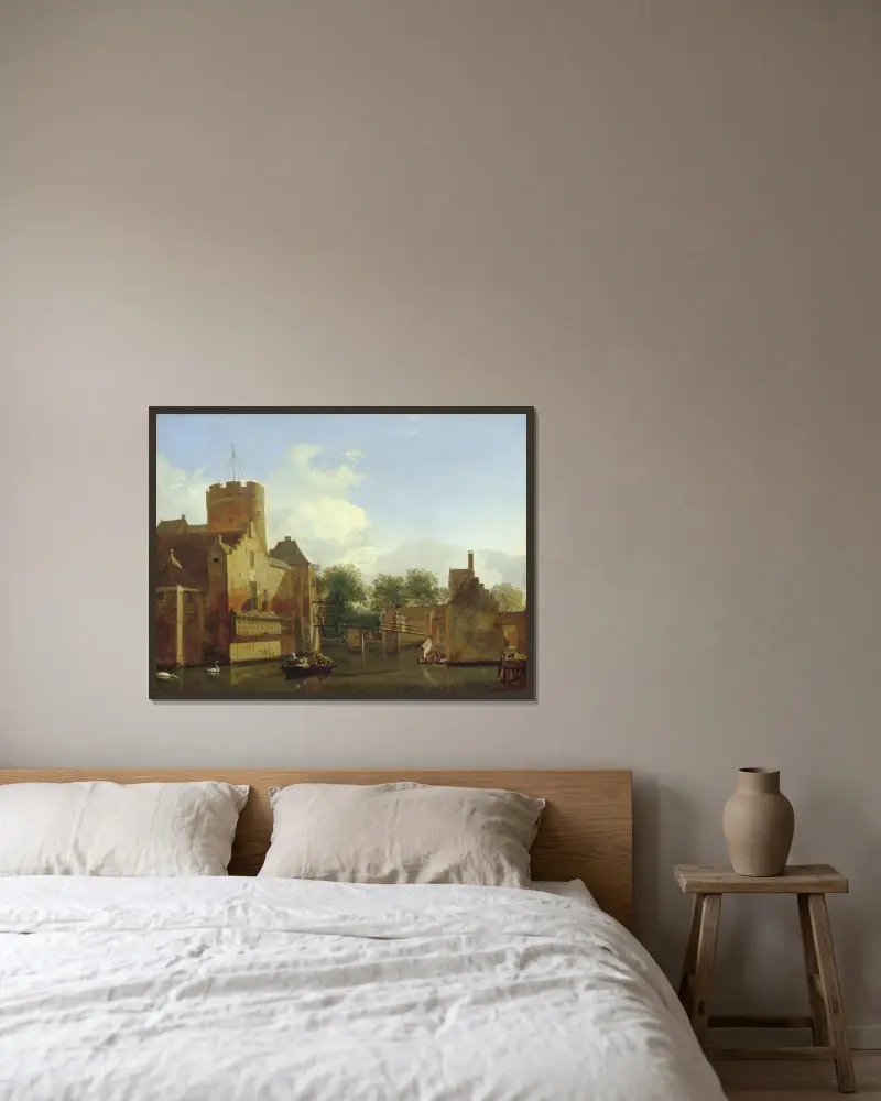 Loenerslot Castle in Holland av Jan van der Heyden inramad på en vägg
