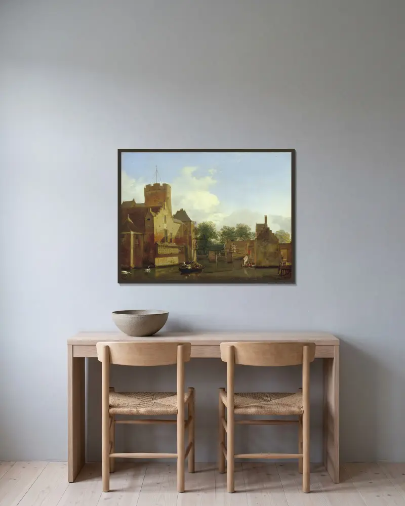 Loenerslot Castle in Holland av Jan van der Heyden inramad på en vägg