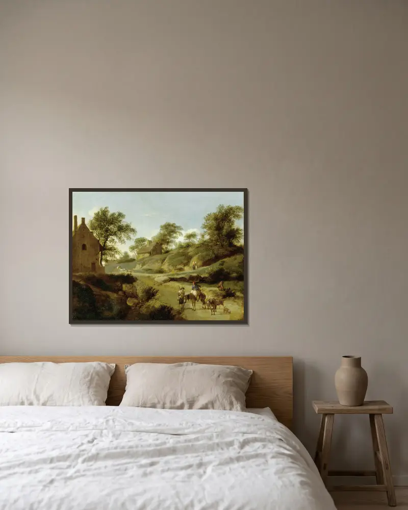 Auf einer Landstraße von Jan van der Heyden gerahmt an einer Wand