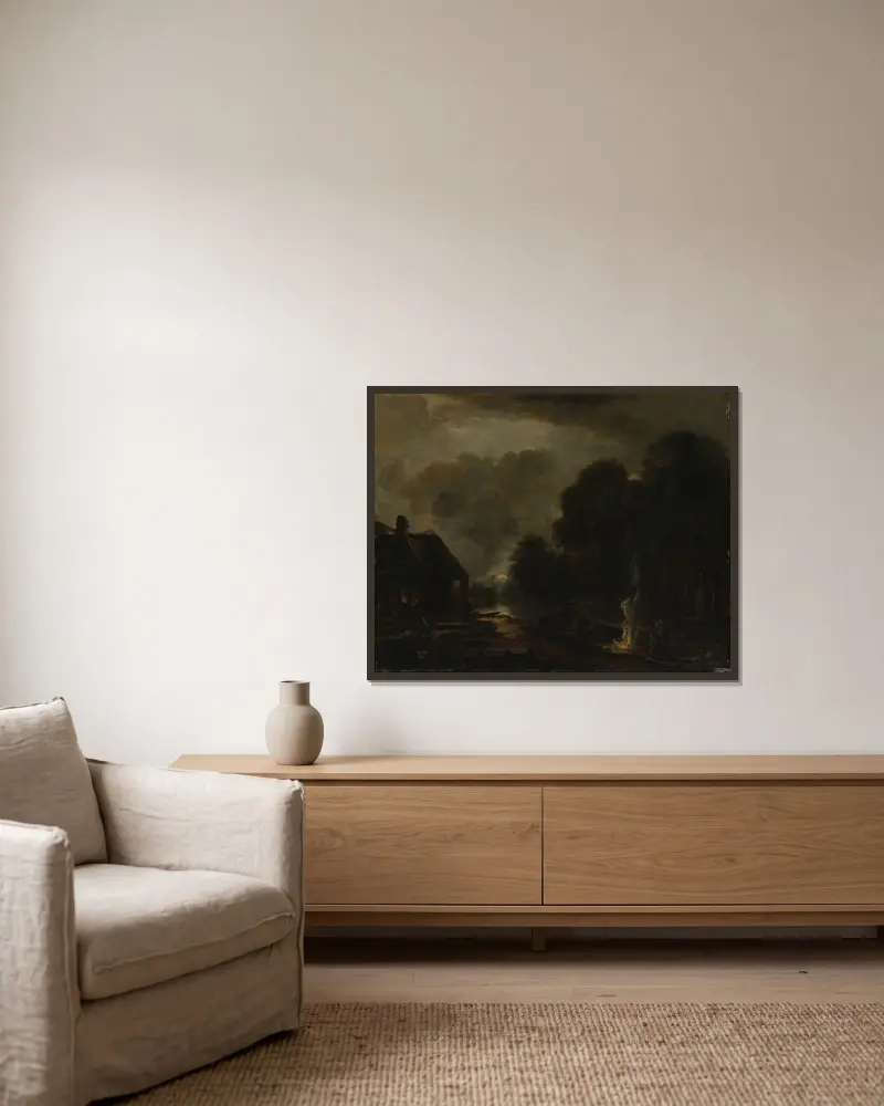 Der Hufschmied von Aert van der Neer gerahmt an einer Wand