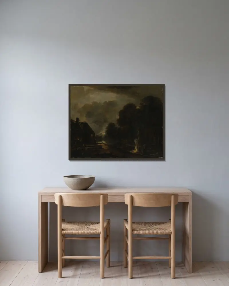 Der Hufschmied von Aert van der Neer gerahmt an einer Wand