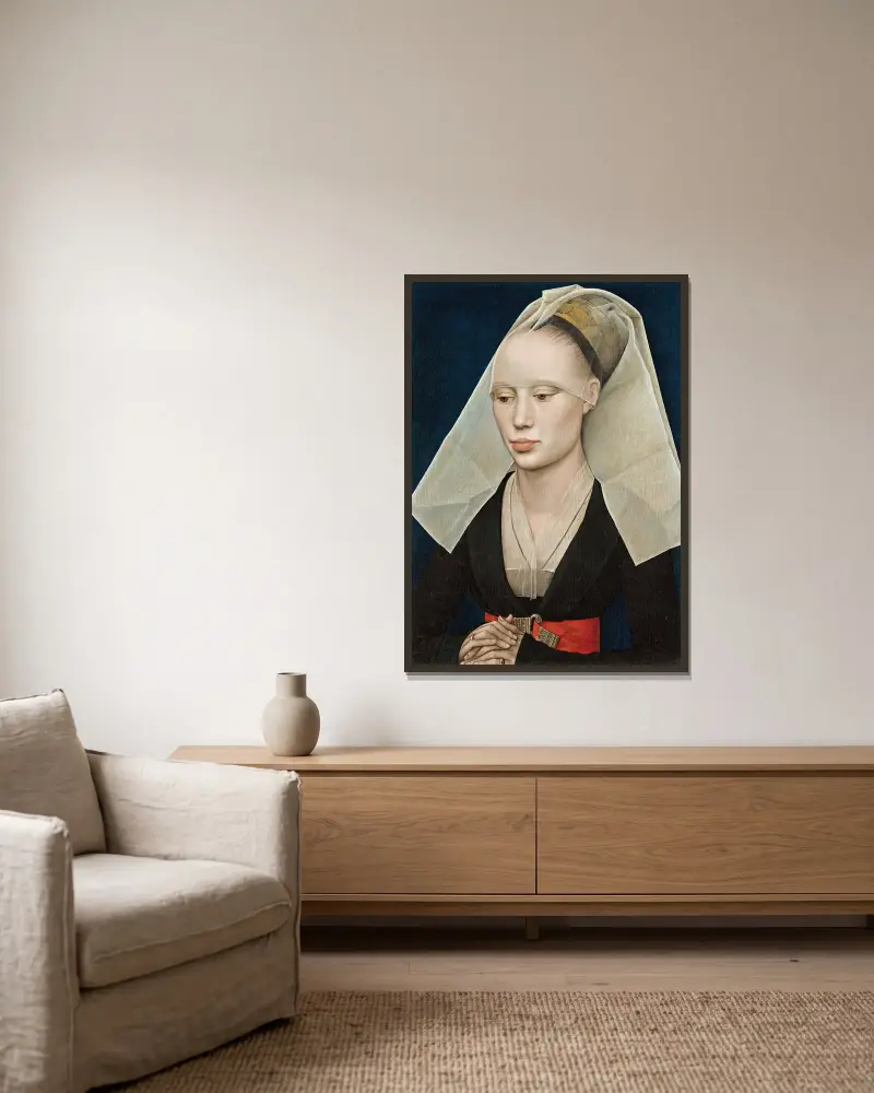 Portrait Of A Lady av Rogier van der Weyden inramad på en vägg