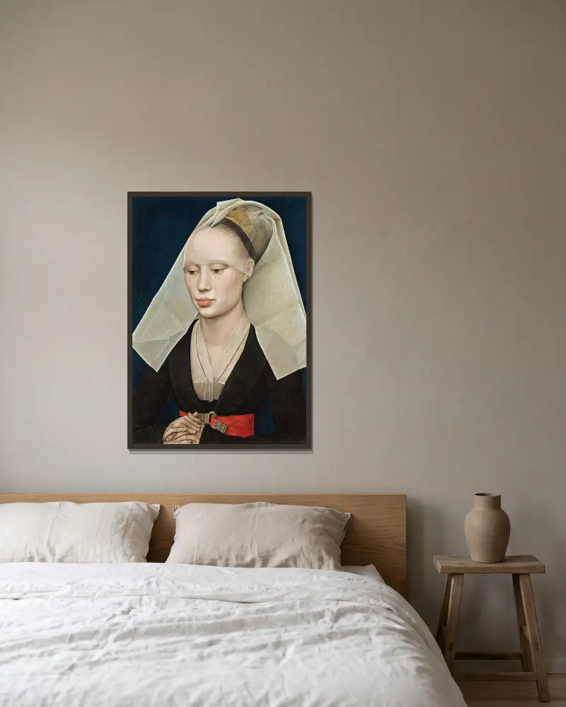 Portrait Of A Lady av Rogier van der Weyden inramad på en vägg