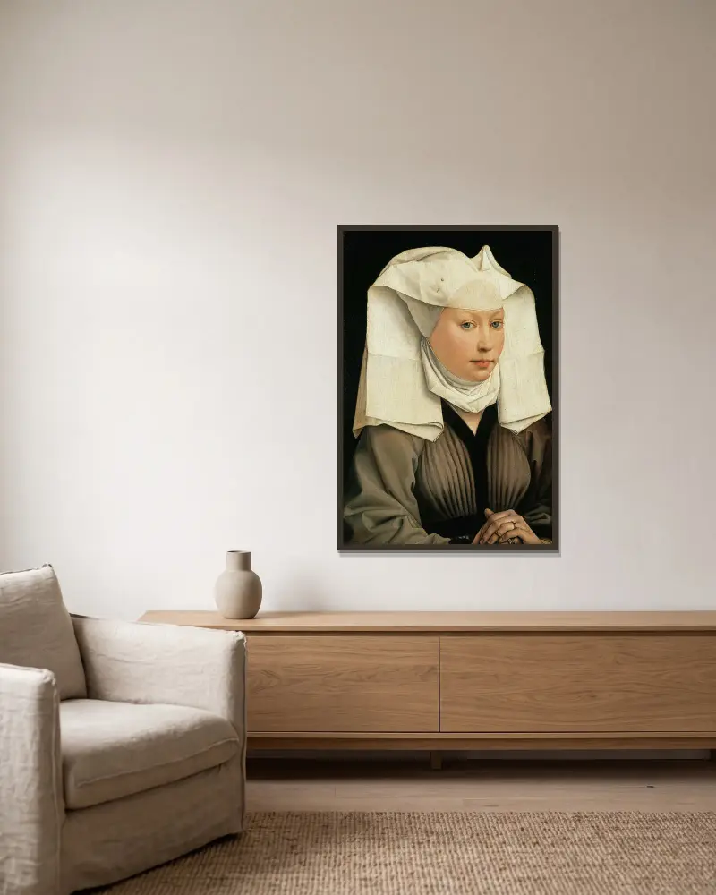 Portrait of a Woman av Rogier van der Weyden inramad på en vägg