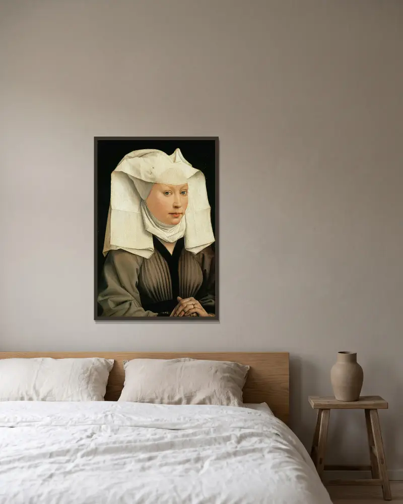 Portrait of a Woman av Rogier van der Weyden inramad på en vägg