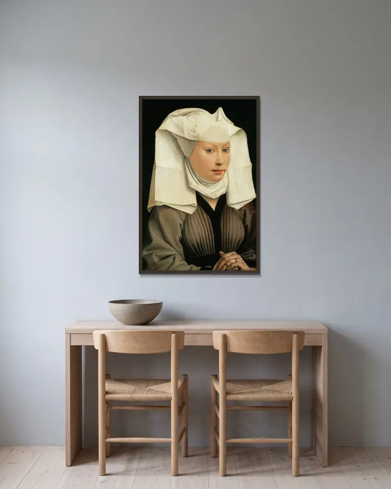 Portrait of a Woman av Rogier van der Weyden inramad på en vägg