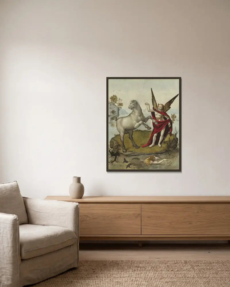 Allegory (probably c. 1500) av Piero di Cosimo inramad på en vägg