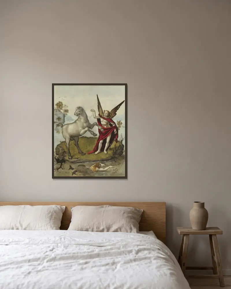 Allegory (probably c. 1500) av Piero di Cosimo inramad på en vägg