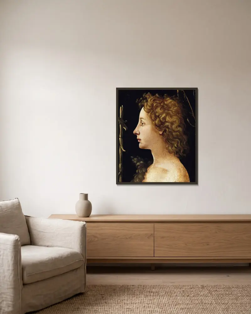 The Young Saint John the Baptist av Piero di Cosimo inramad på en vägg