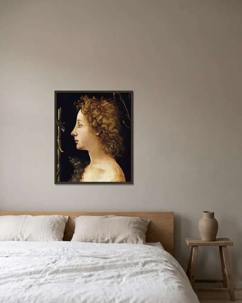 The Young Saint John the Baptist av Piero di Cosimo inramad på en vägg