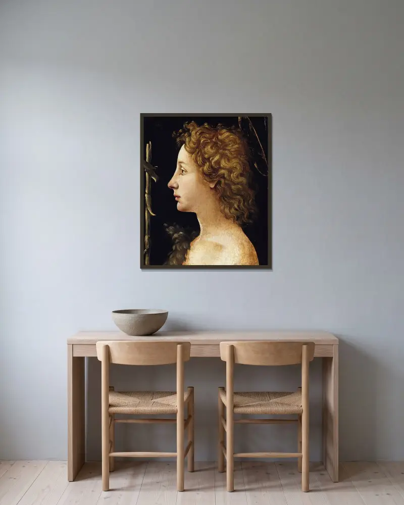 The Young Saint John the Baptist av Piero di Cosimo inramad på en vägg