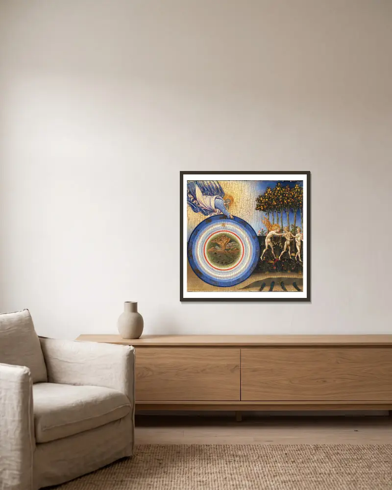 The Creation of the World and the Expulsion from Paradise av Giovanni di Paolo inramad på en vägg