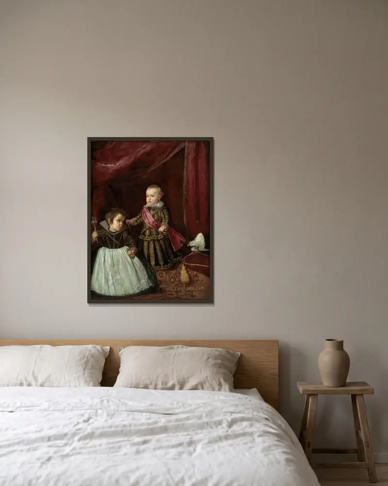 Don Baltasar Carlos with a Dwarf av Diego Velázquez inramad på en vägg