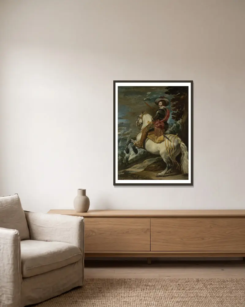 Don Gaspar de Guzmán (1587–1645), greve-hertig av Olivares av Diego Velázquez inramad på en vägg