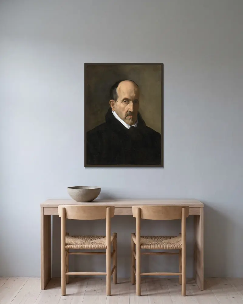 Luis de Góngora y Argote av Diego Velázquez inramad på en vägg
