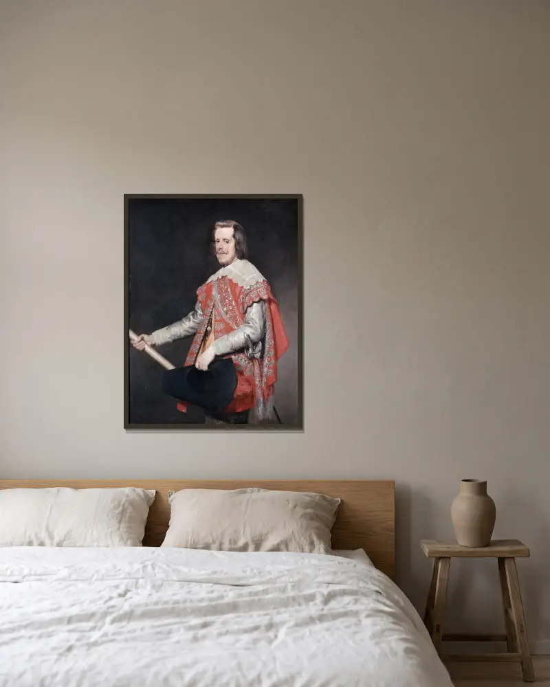 Philip IV, King of Spain – nr 1 av Diego Velázquez inramad på en vägg