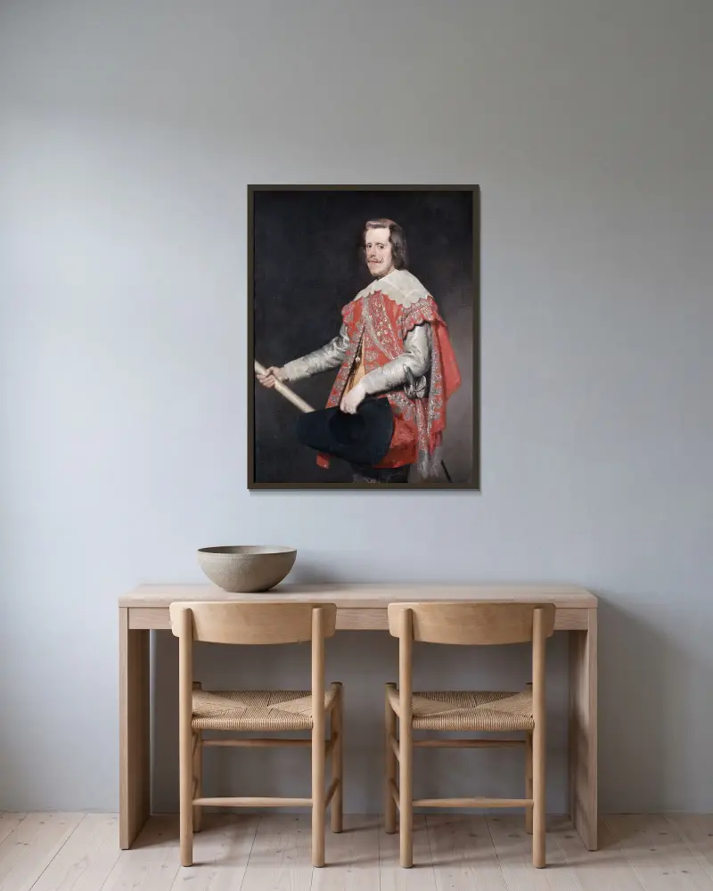 Philip IV, King of Spain – nr 1 av Diego Velázquez inramad på en vägg