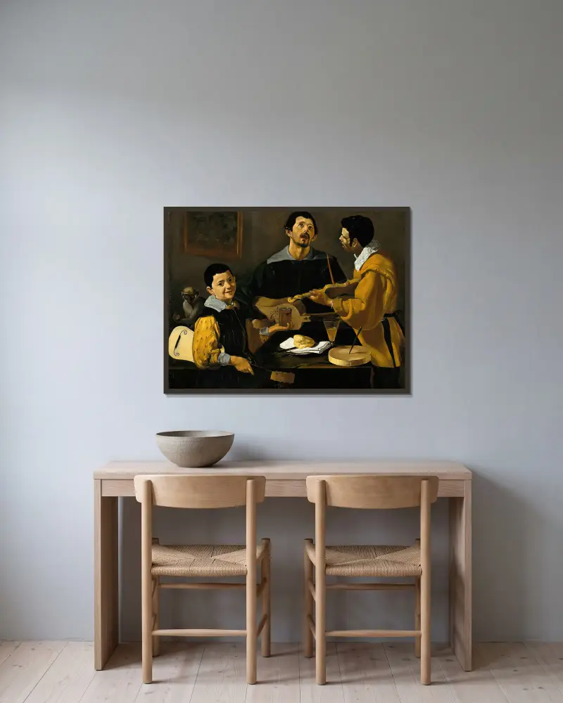 Tři hudebníci, Diego Velázquez v rámu na stěně