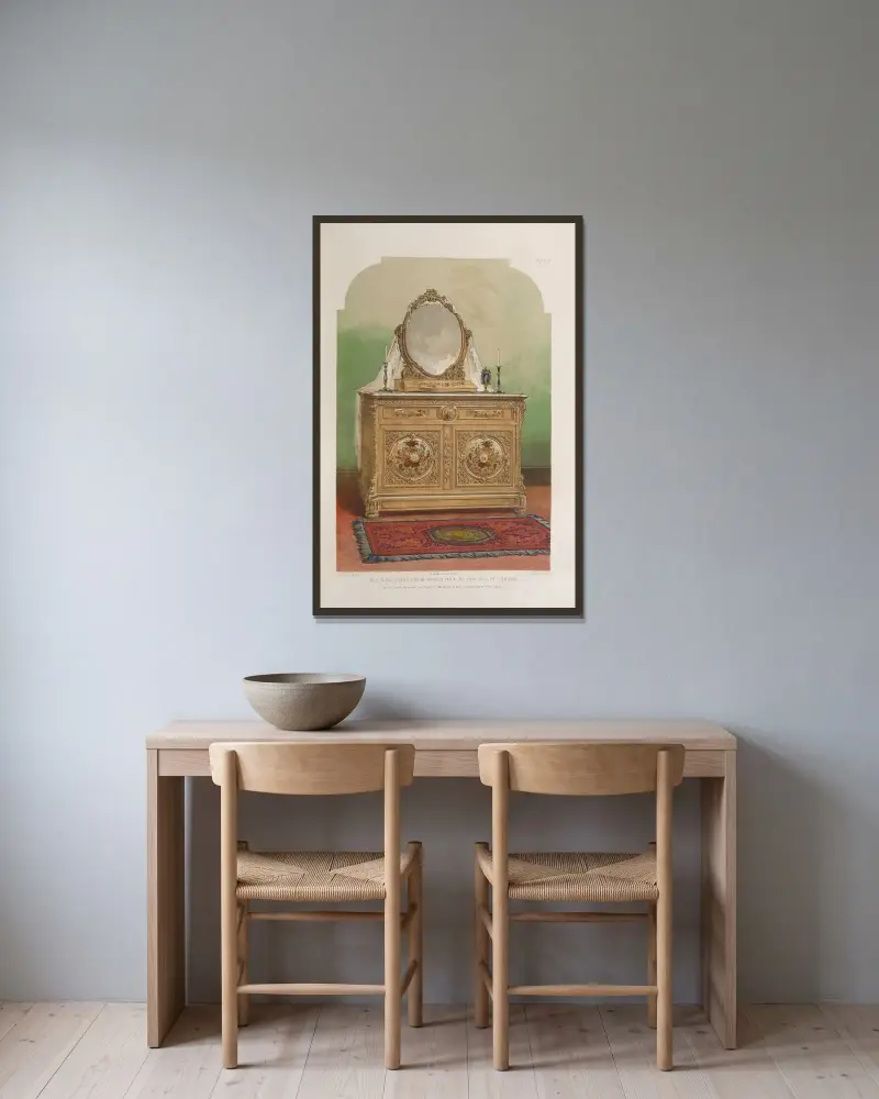 Schlafzimmermöbel in Marketerie von Matthew Digby Wyatt gerahmt an einer Wand