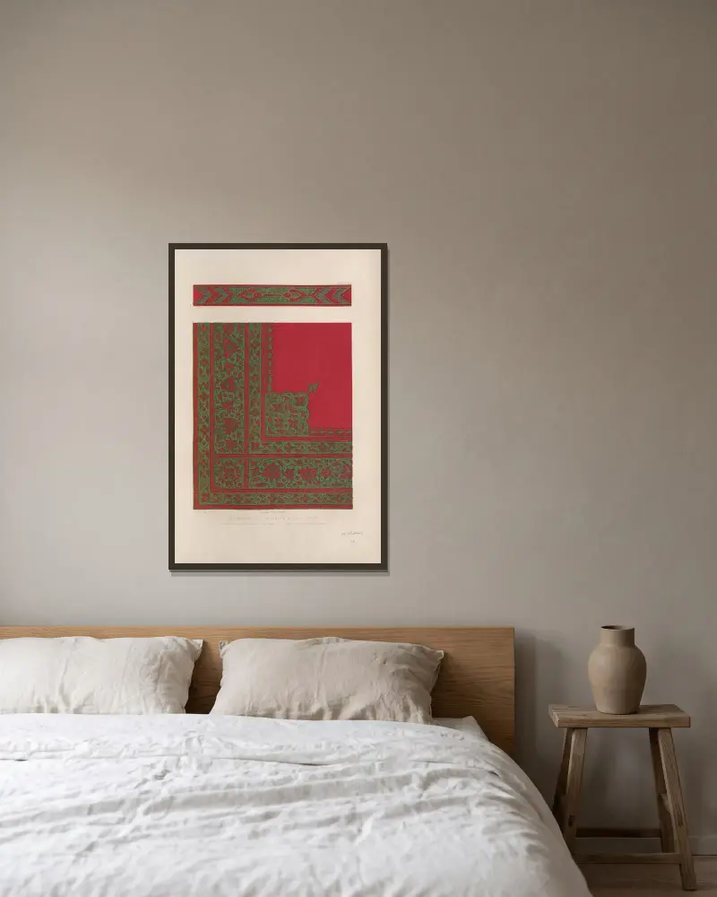 Dekoration eines indischen Sattelüberzugs von Matthew Digby Wyatt gerahmt an einer Wand