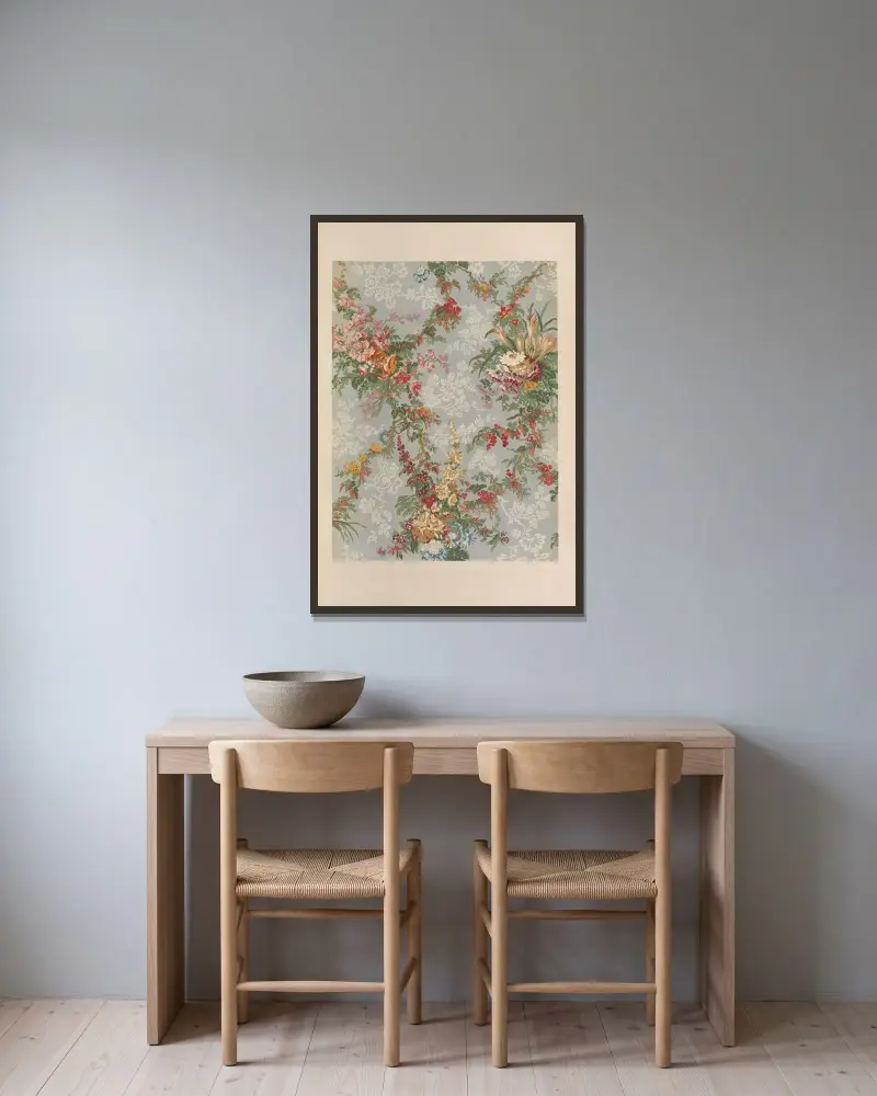 Gemusterte Seide von Mathevon & Bouvard in Lyon von Matthew Digby Wyatt gerahmt an einer Wand