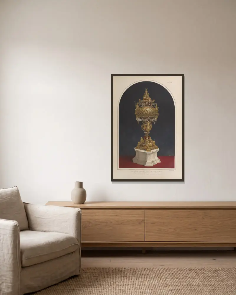 Gold vase – enriched with jewels and enamels av Matthew Digby Wyatt inramad på en vägg