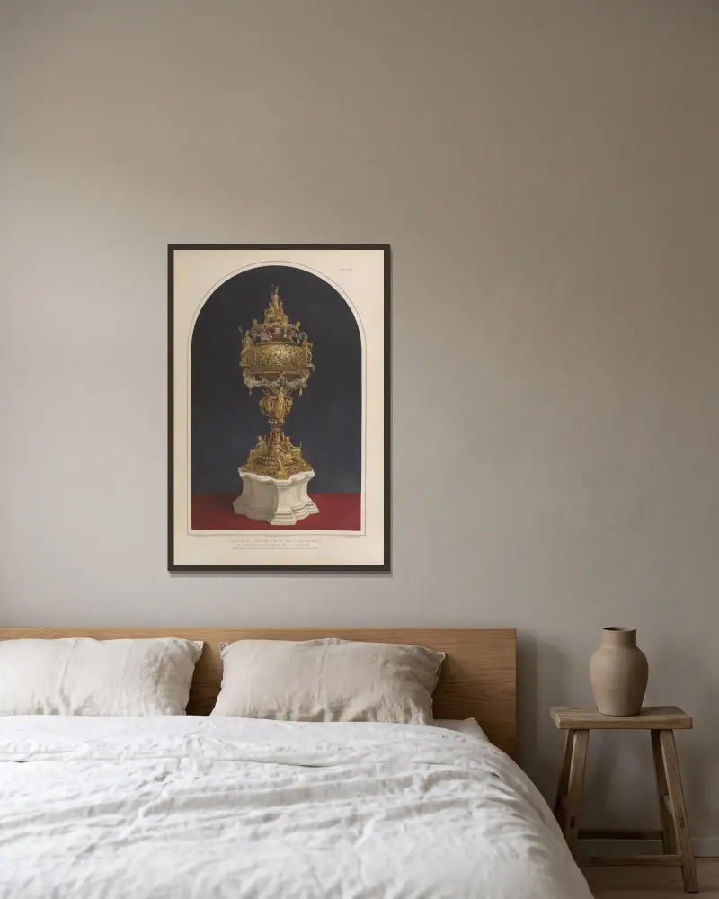 Gold vase – enriched with jewels and enamels av Matthew Digby Wyatt inramad på en vägg