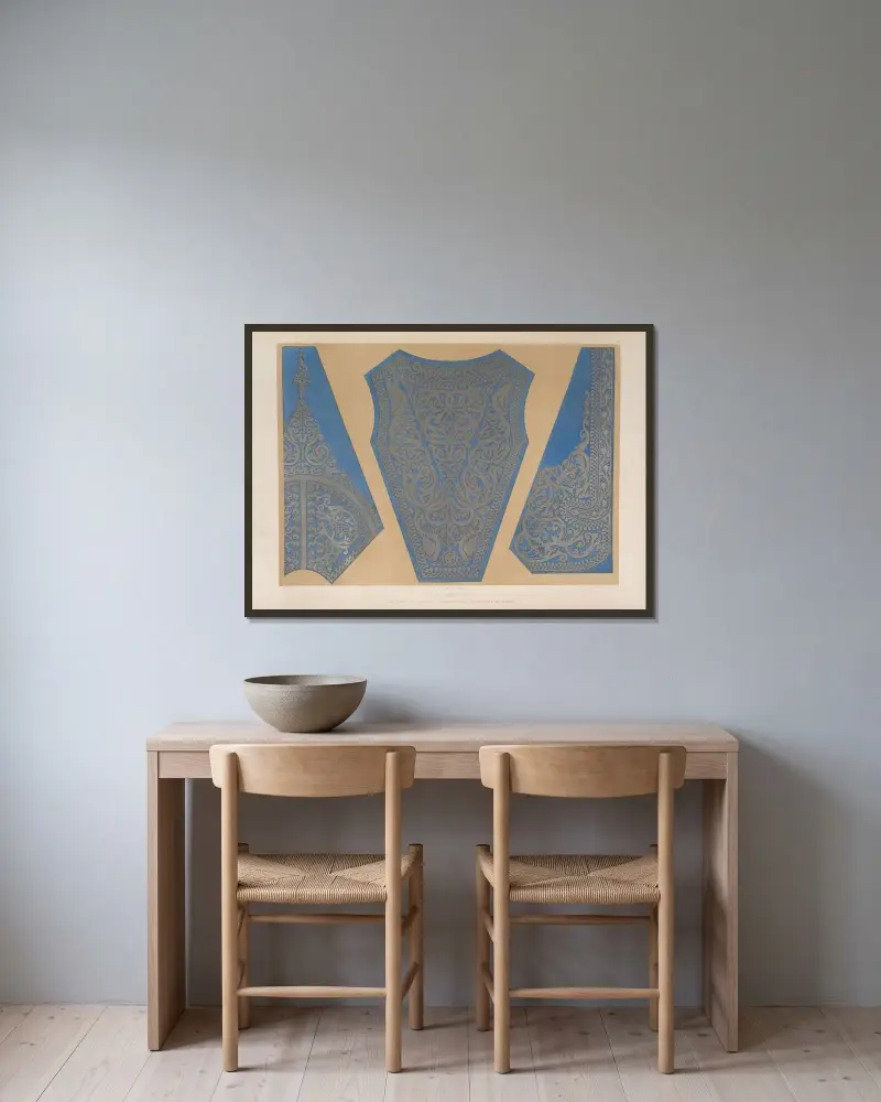 Griechische Stickerei von Matthew Digby Wyatt gerahmt an einer Wand
