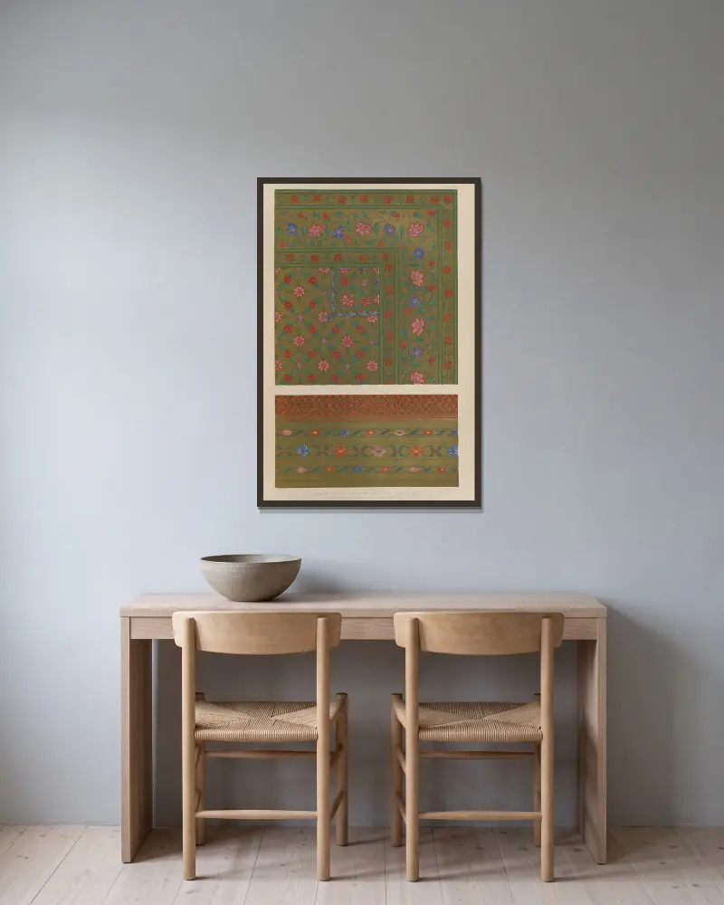 Indian kincob pattern – woven at Ahmedabad av Matthew Digby Wyatt inramad på en vägg