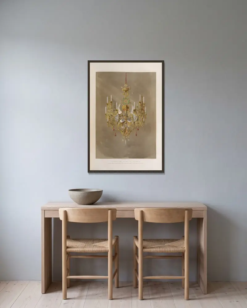 Pendant lamp by Matifat of Paris av Matthew Digby Wyatt inramad på en vägg