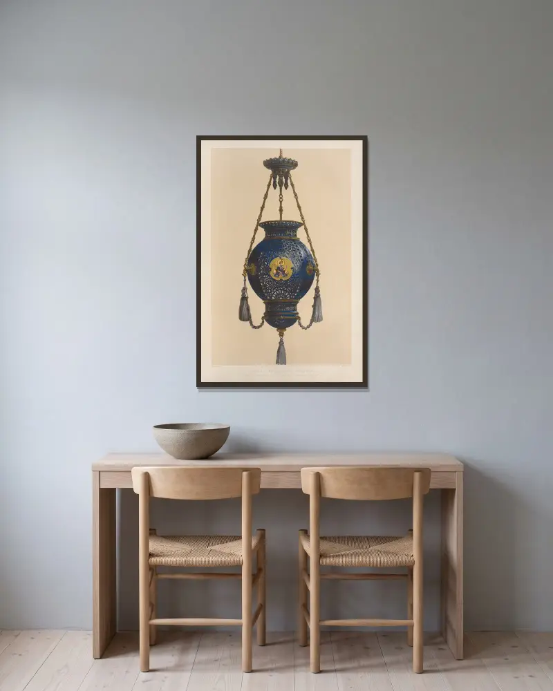 Pendant lamp in Sevres porcelain av Matthew Digby Wyatt inramad på en vägg