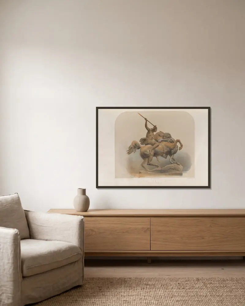 Die Amazone von Matthew Digby Wyatt gerahmt an einer Wand