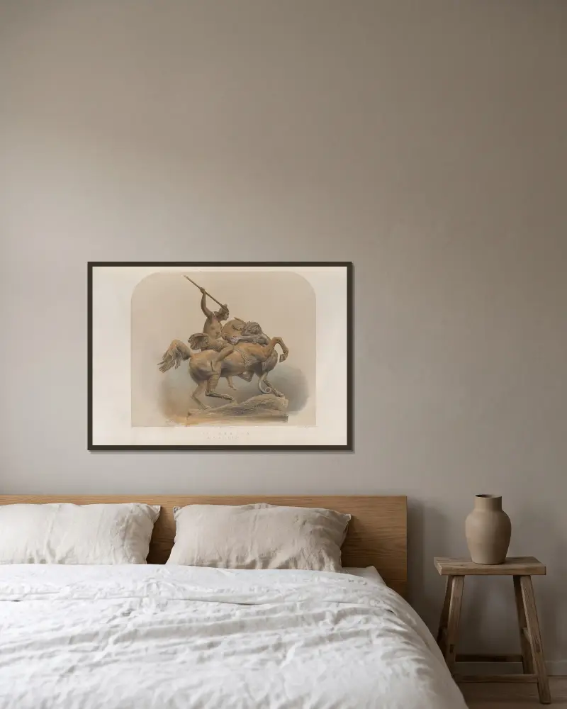 Die Amazone von Matthew Digby Wyatt gerahmt an einer Wand
