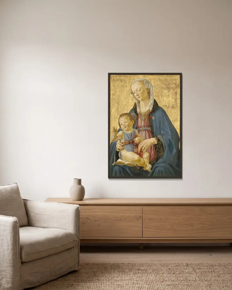 Madonna and Child av Domenico Ghirlandaio inramad på en vägg