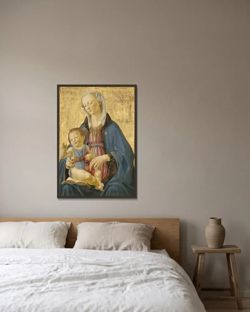 Madonna and Child av Domenico Ghirlandaio inramad på en vägg