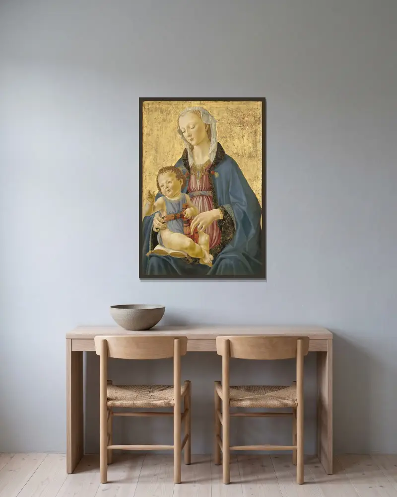 Madonna and Child av Domenico Ghirlandaio inramad på en vägg