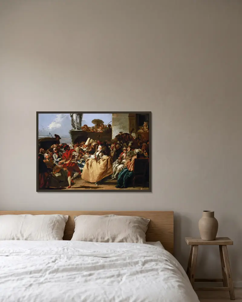 Carnival Scene Or The Minuet av Giovanni Domenico Tiepolo inramad på en vägg