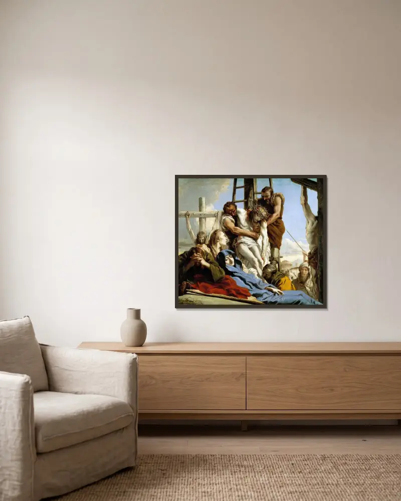 Nedtagandet från korset av Giovanni Domenico Tiepolo inramad på en vägg