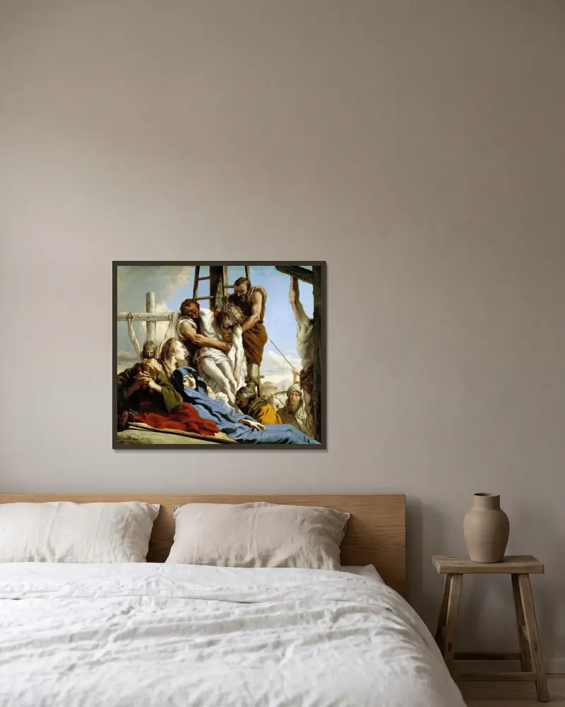 Nedtagandet från korset av Giovanni Domenico Tiepolo inramad på en vägg