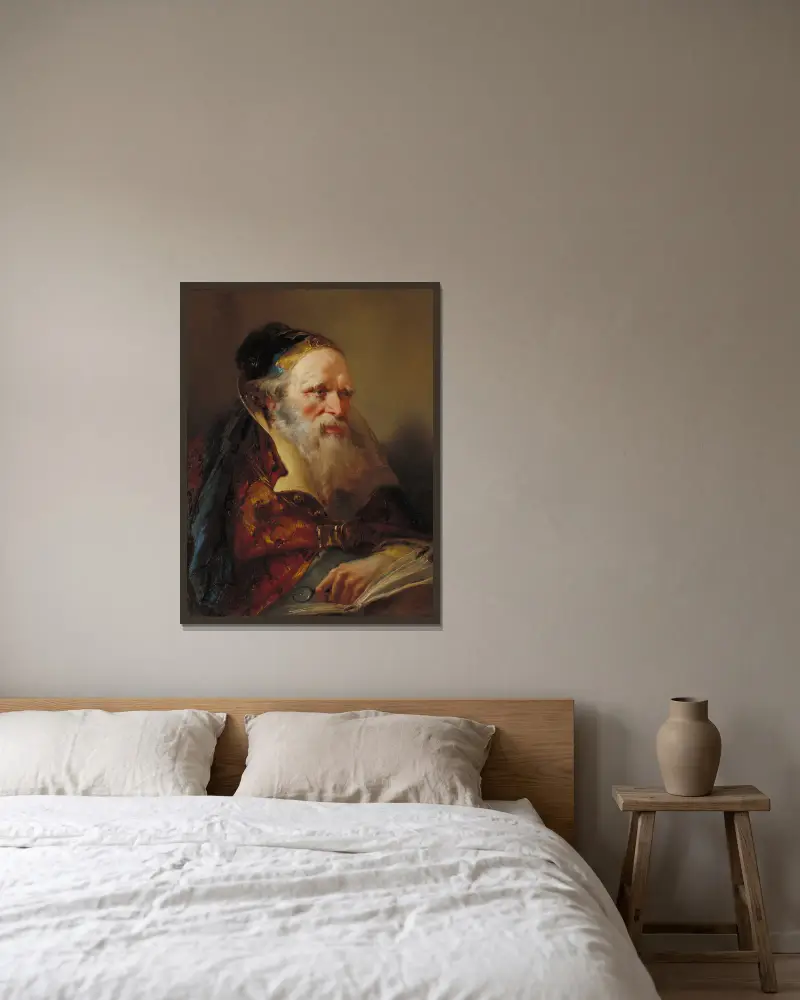 Head of a Philosopher av Giovanni Domenico Tiepolo inramad på en vägg