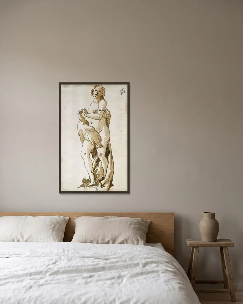Leda av Giovanni Domenico Tiepolo inramad på en vägg