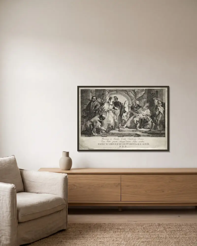 Svatí rodu Crotta, Giovanni Domenico Tiepolo v rámu na stěně