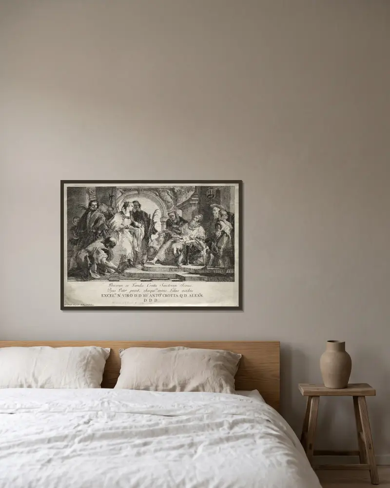 Svatí rodu Crotta, Giovanni Domenico Tiepolo v rámu na stěně