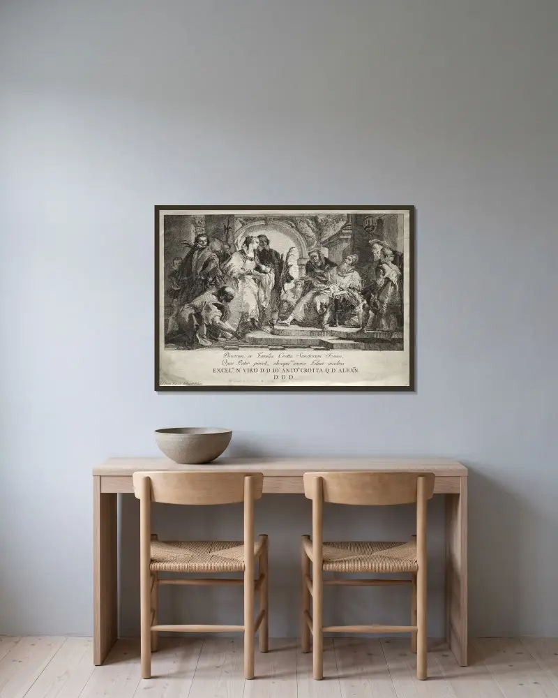 Svatí rodu Crotta, Giovanni Domenico Tiepolo v rámu na stěně