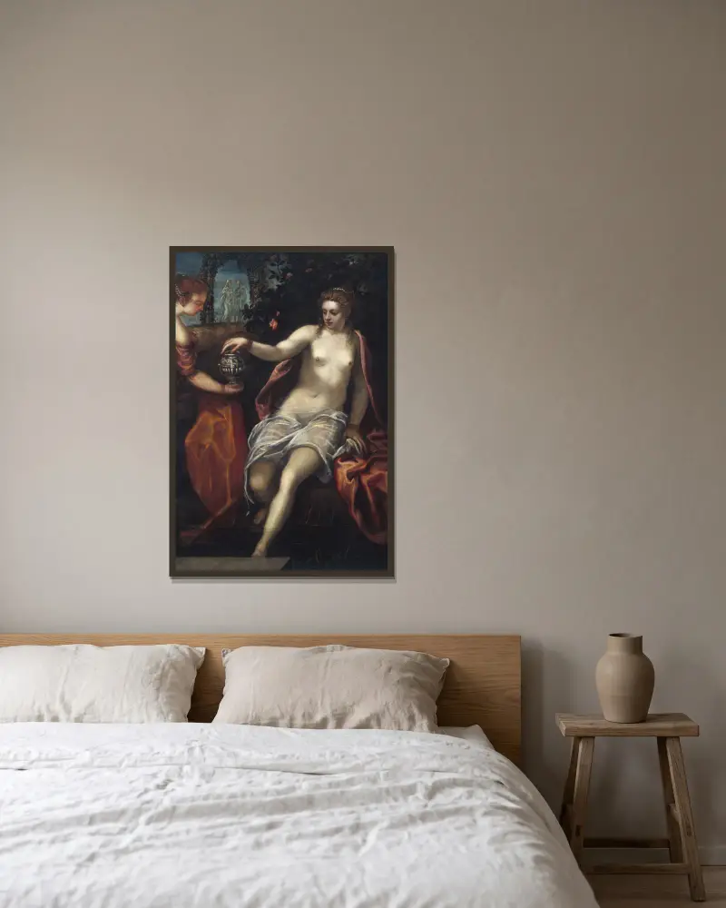 Susanna von Domenico Tintoretto gerahmt an einer Wand