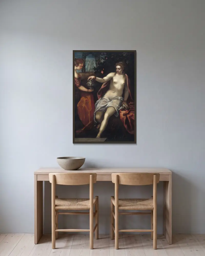 Susanna von Domenico Tintoretto gerahmt an einer Wand
