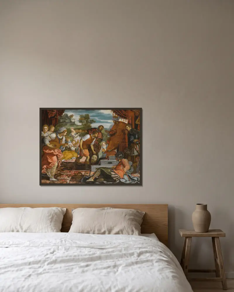 The Triumph Of David av Domenico Tintoretto inramad på en vägg