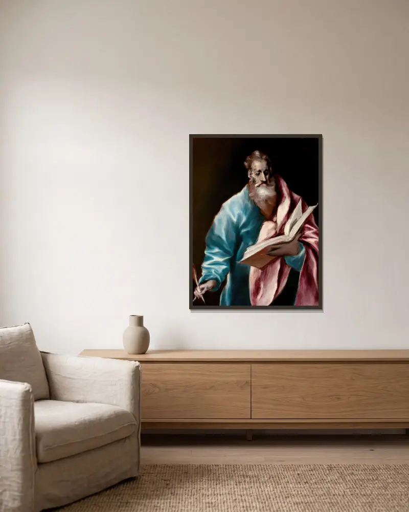 Apostle Saint Matthew av El Greco (Domenikos Theotokopoulos) inramad på en vägg