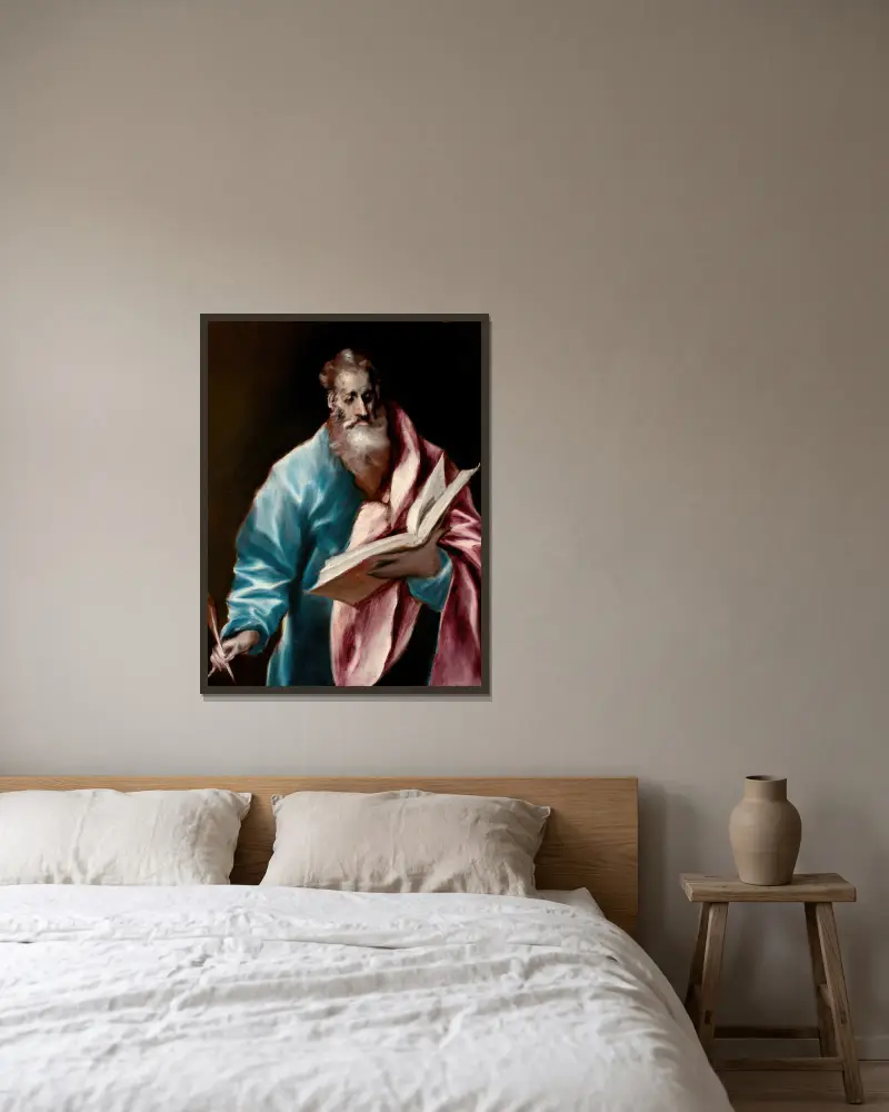 Apostle Saint Matthew av El Greco (Domenikos Theotokopoulos) inramad på en vägg