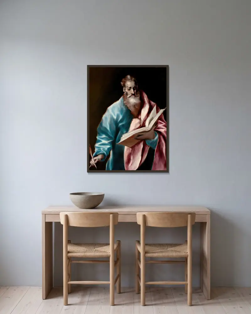 Apostle Saint Matthew av El Greco (Domenikos Theotokopoulos) inramad på en vägg